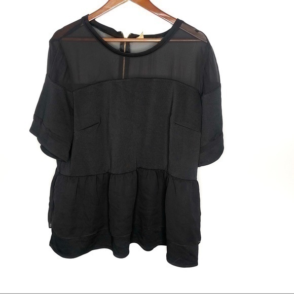 Worthington Tops - Worthington plus size black peplum back zip blouse
